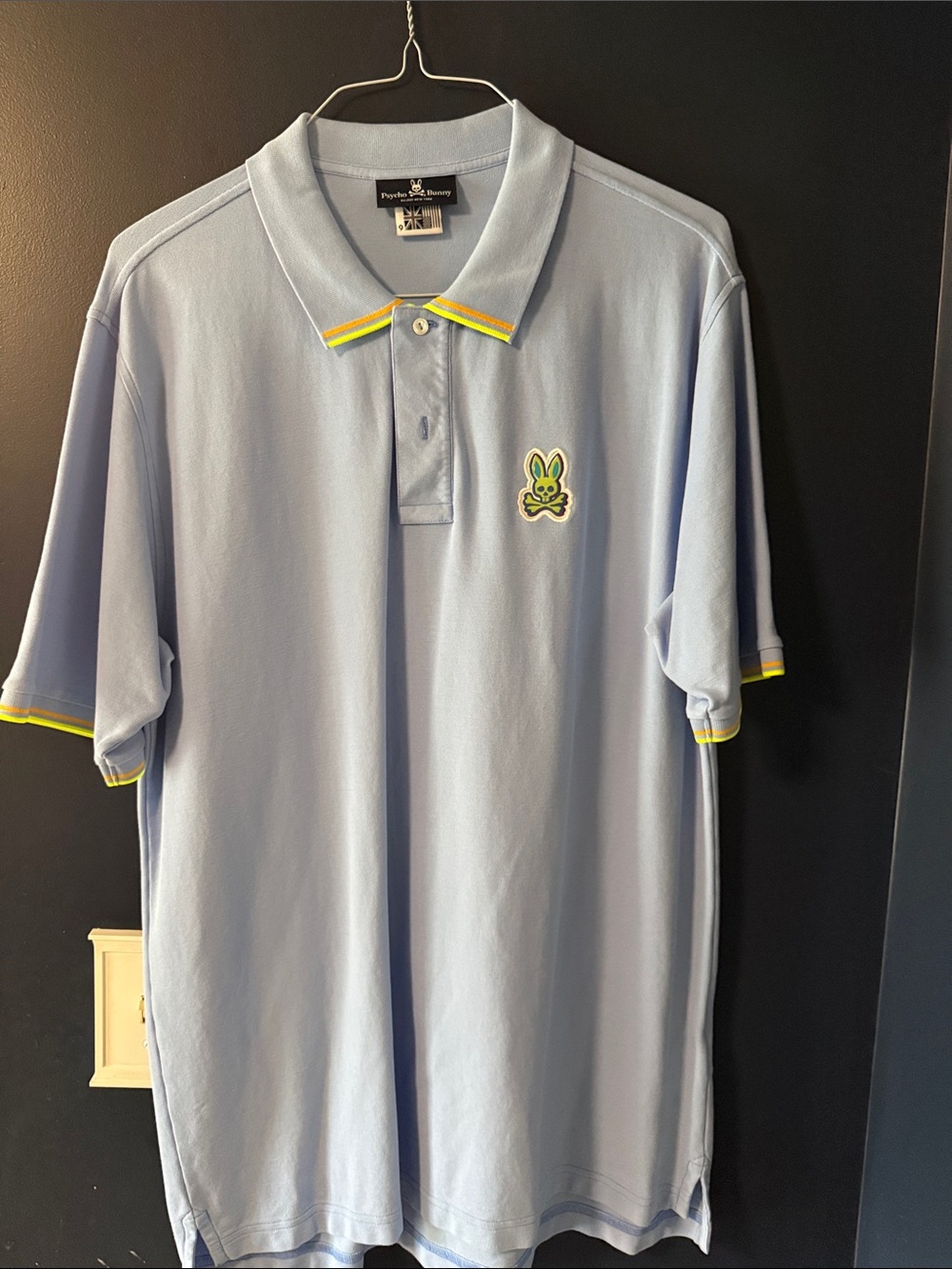 Psycho Bunny Sky Blue Polo with Yellow Trim